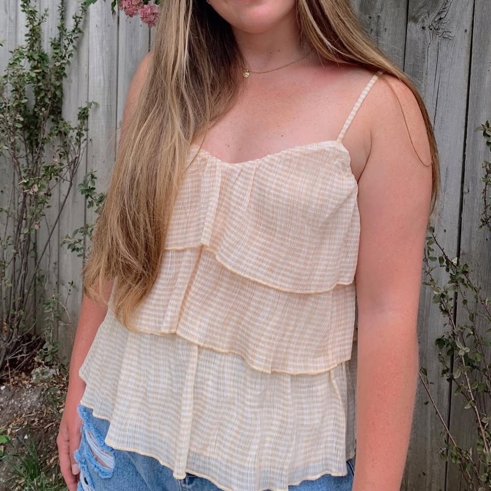 Women's Cream and Peach Layered Top